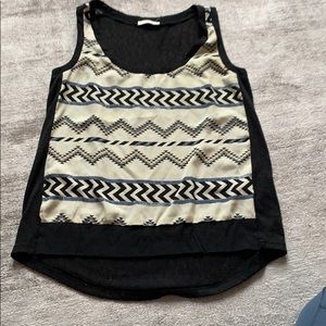 Printed and black tank top